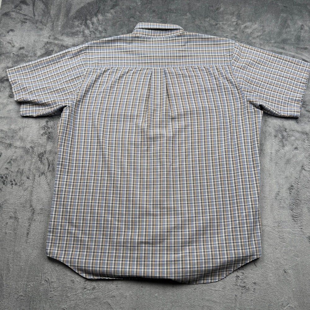 Puritan Mens XL Blue Tan Plaid Short Sleeve Button Down Shirt Collared Pocket - Picture 7 of 8